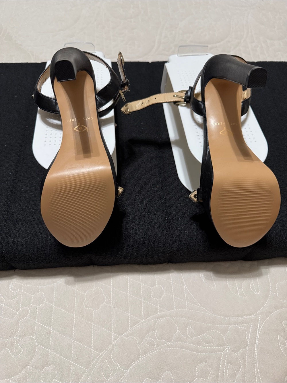 Katy Perry Collections Black Leather Ankle-Strap Stiletto Sandals - Picture 3 of 3